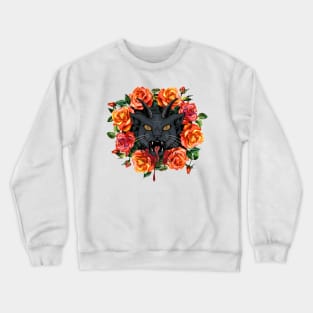 Satanic Cat with Roses Crewneck Sweatshirt